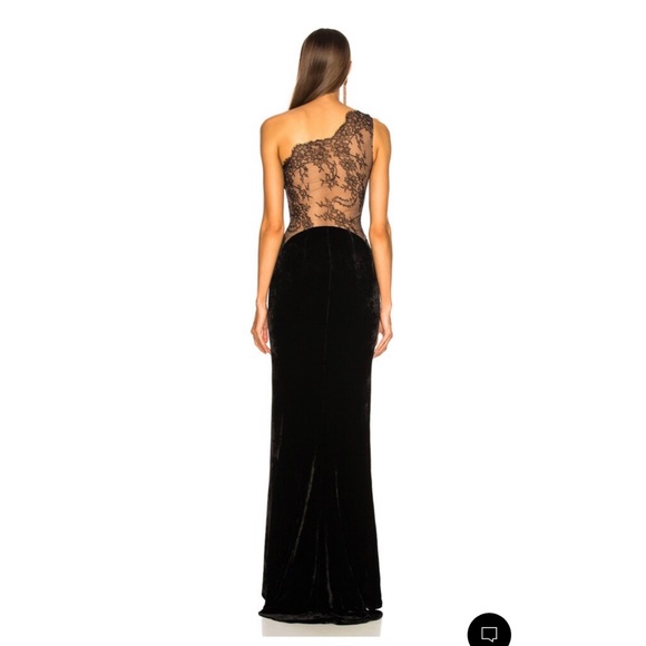 BRAND NEW Black Velvet and Lace One Shoulder Stella McCartney Gown - Picture 5 of 11